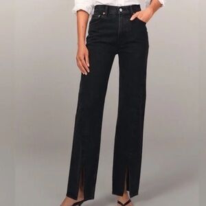 Abercrombie & Fitch The 90s Relaxed Jean High Rise Front Slit Black‎ size 25 reg
